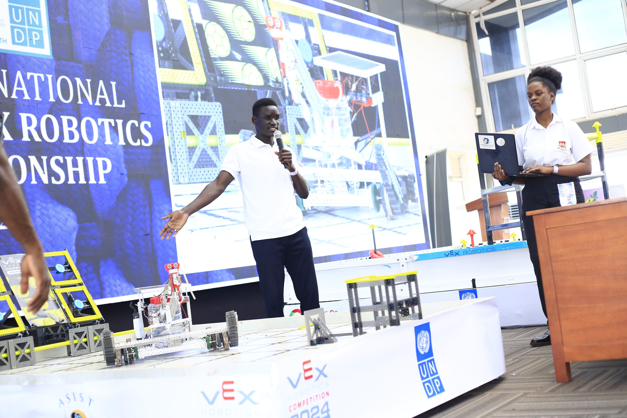 Students engaged in a robotics activity